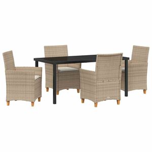 vidaXL Set da Pranzo per Giardino 5 pcs Beige polyrattan