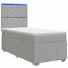 vidaXL Letto Box Spring LED con Materasso Grigio Chiaro 100 x 200 cm