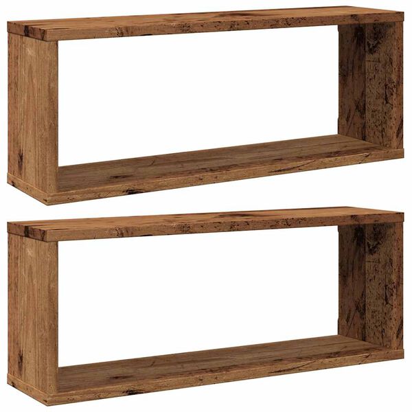 vidaXL Mensole a Cubo Muro 2 pz Legno Antico 60x15x23 cm in Truciolato