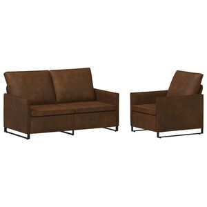 vidaXL Set di divani 2 pcs Marrone Tessuto scamosciato sintetico