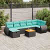 vidaXL Set Divani da Giardino con Cuscini 8 pz Nero in Polyrattan