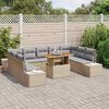vidaXL Set Divano da Giardino 10 pcs Beige Poly Rattan
