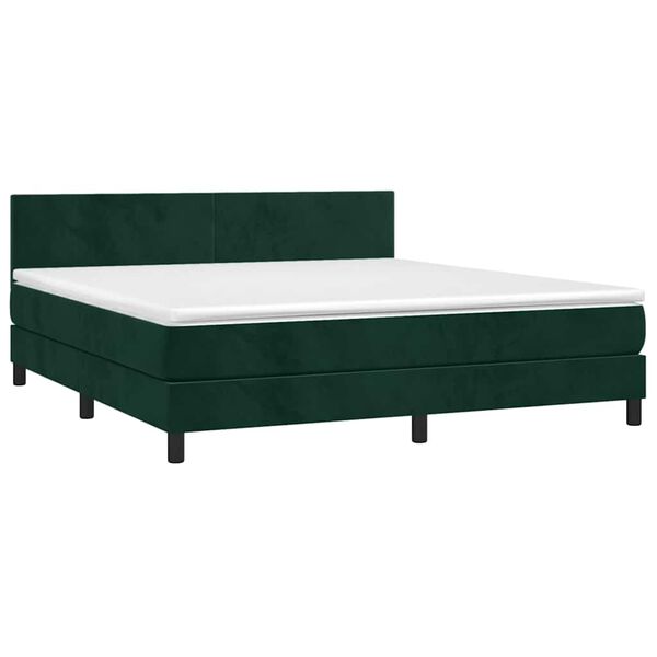 vidaXL Letto a Molle con Materasso e LED Verde Scuro 160x200cm Velluto