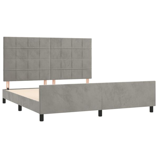 vidaXL Giroletto senza Materasso Grigio Chiaro 160x200 cm Velluto
