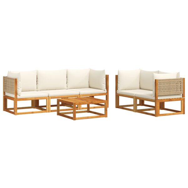 vidaXL Set di divani da giardino 6 pezzi con cuscini in legno di acacia e rattan