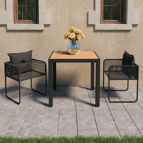 vidaXL Set da Pranzo da Giardino 3 pz in Rattan PVC Nero e Marrone
