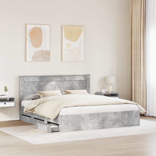 vidaXL Struttura del letto con cassetto Grigio cemento 180 x 200 cm
