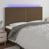 vidaXL Testiera a LED Marrone Scuro 180x5x118/128 cm in Tessuto