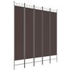 vidaXL Divisorio a 5 Pannelli Marrone 200x220 cm in Tessuto