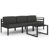 vidaXL Set Divani da Giardino 4 pz con Cuscini in Alluminio Antracite
