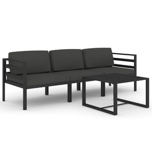 vidaXL Set Divani da Giardino 4 pz con Cuscini in Alluminio Antracite
