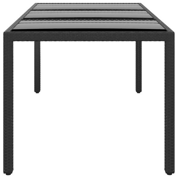 vidaXL Tavolo Giardino 190x90x75 cm Vetro Temperato e Polyrattan Nero