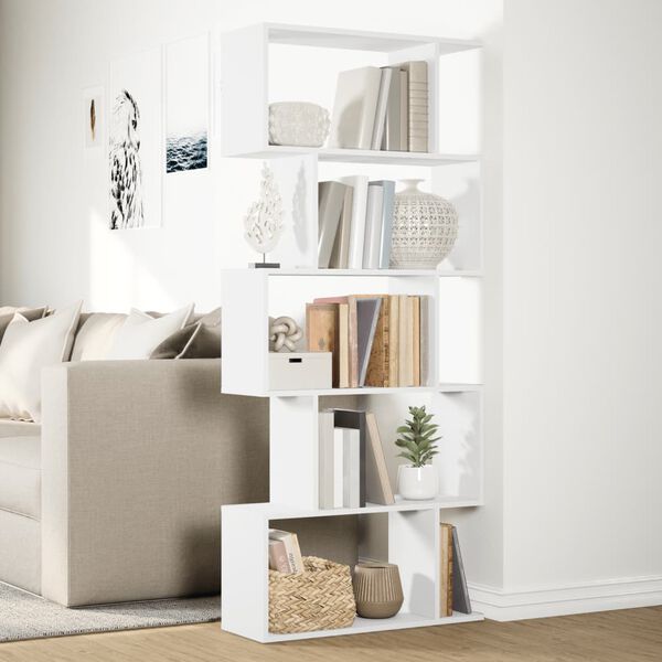 vidaXL Libreria divisoria per ambienti a 5 ripiani bianca 70x24x161 cm in legno ingegnerizzato