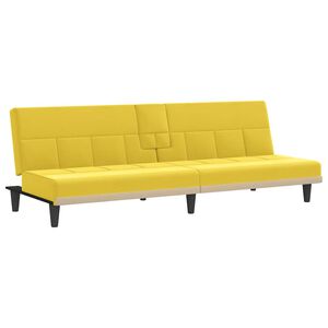 vidaXL Divano Letto con Portabicchieri in Tessuto Giallo Chiaro
