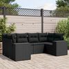 vidaXL Set Divano da Giardino 6 pz con Cuscini Nero in Polyrattan