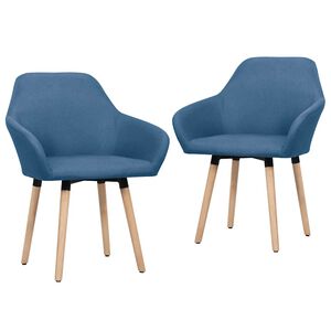 vidaXL Sedie da Pranzo 2 pz Blu in Tessuto