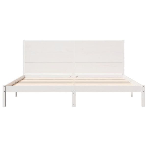 vidaXL Giroletto Extra Lungo senza Materasso Bianco 180x210cm Massello