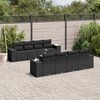 vidaXL Set Divani da Giardino 9 pz con Cuscini Nero in Polyrattan