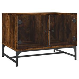 vidaXL Tavolino da Salotto con Ante in Vetro Rovere Fumo 68,5x50x50 cm