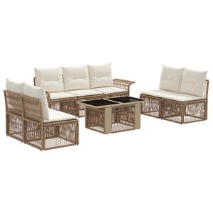 vidaXL Set Divano da Giardino 8 pz Beige e Bianco Crema polyrattan