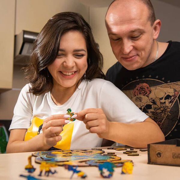 UNIDRAGON Puzzle in Legno 183 pz Guarding Dragon Medio 21x33 cm