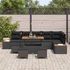 vidaXL Set Divano da Giardino 10 pcs Nero polyrattan