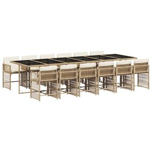 vidaXL Set da Pranzo da Giardino 13 pz con Cuscini Beige in Polyrattan