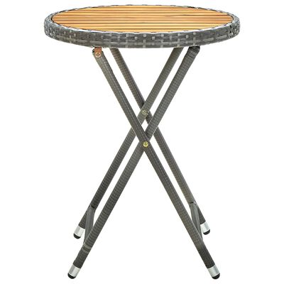vidaXL Tavolino da Tè Grigio 60 cm in Polyrattan e Massello di Acacia