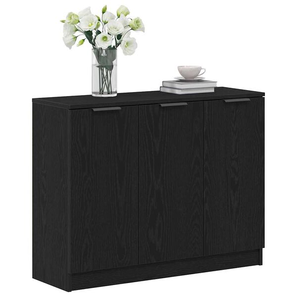 vidaXL Credenza Rovere Nero 90,5 x 30 x 70 cm Legno multistrato