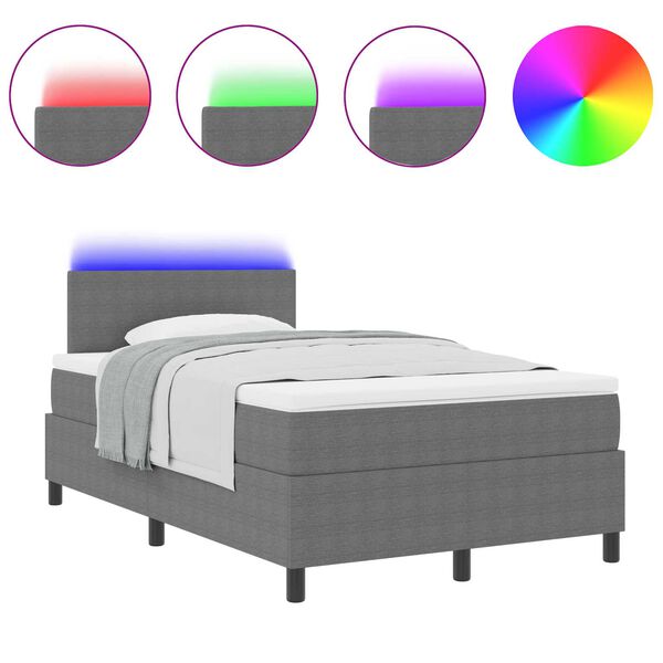 vidaXL Letto a Sorgente LED Grigio chiaro e bianco 120 x 200 cm