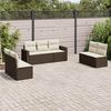 vidaXL Set Divani da Giardino 7 pz con Cuscini Marrone in Polyrattan