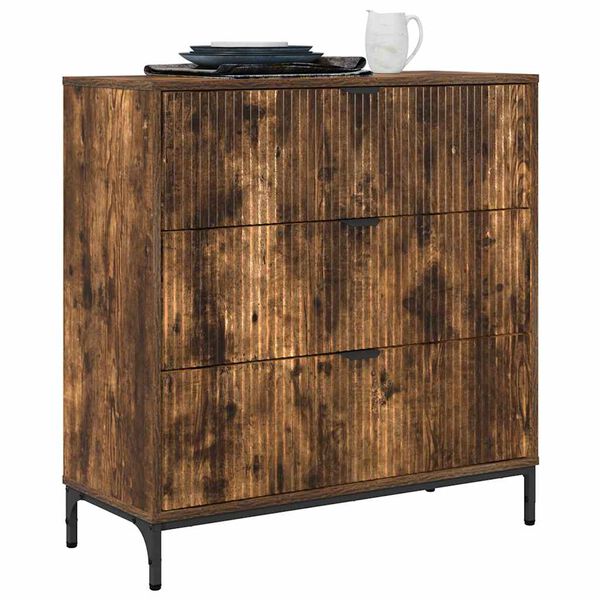 vidaXL Credenza Rovere fum&eacute; 79,5 x 33 x 82 cm Legno multistrato