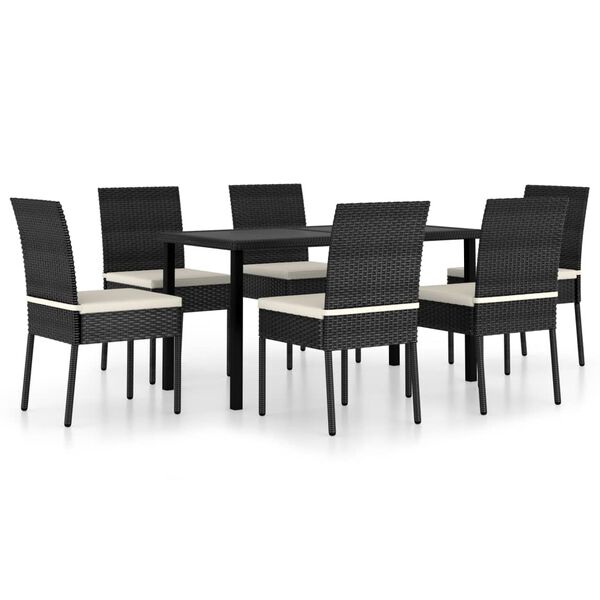 vidaXL Set da Pranzo da Giardino 7 pz in Polyrattan Nero