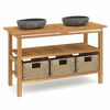 vidaXL Mobile Vanit&agrave; Bagno con Lavandini Pietra Fiume Massello di Teak