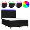 vidaXL Letto a Molle con Materasso e LED Nero 140x190 cm in Tessuto