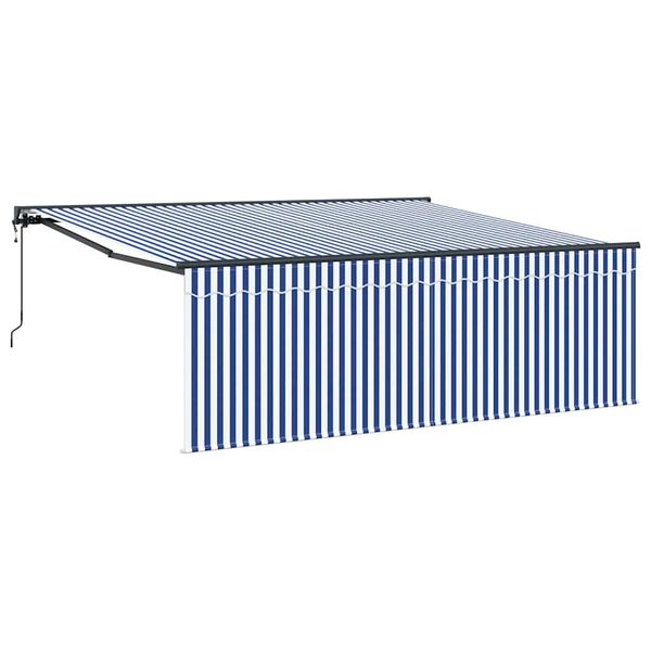 vidaXL Tenda Retrattile Blu e Bianco 400 &times; 300 cm