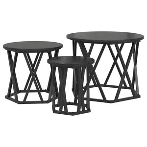 vidaXL Tavolo Laterale Nesting 3 pcs Rovere Nero