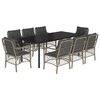 vidaXL Set Pranzo da Giardino 9pz con Cuscini Grigio Chiaro Polyrattan