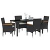 vidaXL Set da Pranzo per Giardino con cuscino 5 pcs Nero polyrattan