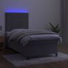 vidaXL Letto a Molle Materasso e LED Grigio Chiaro 100x200 cm Velluto