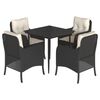 vidaXL Set da Pranzo da Giardino 5 pz Nero con Cuscini in Polyrattan