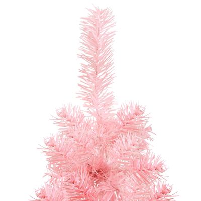 vidaXL Albero Natale Artificiale Sottile a Metà e Supporto Rosa 120 cm
