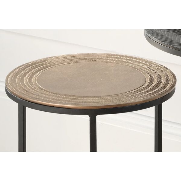 Rousseau Set di Tavolini 2 pz Ronda in Metallo Nero e Dorato