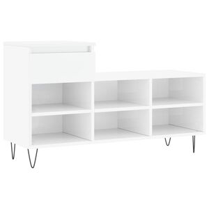 vidaXL Scarpiera Bianco Lucido 102x36x60 cm in Legno Multistrato