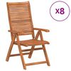 vidaXL Sedie pieghevoli reclinabili, 8 pezzi, 56x72x107 cm, in legno massello di acacia