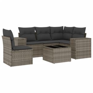 vidaXL Set Divano da Giardino 6 pz con Cuscini Grigio in Polyrattan