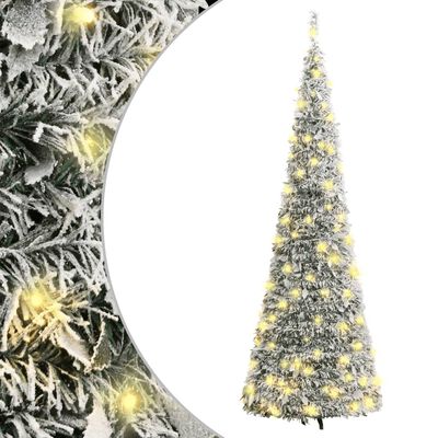 vidaXL Albero di Natale Artificiale Pop-up Neve Fioccata 50 LED 120 cm