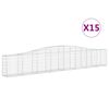 vidaXL Cesti Gabbioni ad Arco 15 pz 400x30x60/80 cm Ferro Zincato