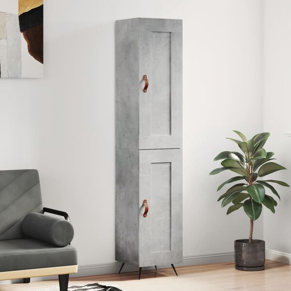 vidaXL Credenza Grigio Cemento 34,5x34x180 cm in Legno Multistrato