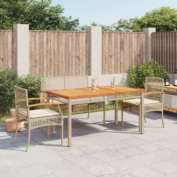 vidaXL Set da Pranzo da Giardino 4 pz con Cuscini Beige in Polyrattan